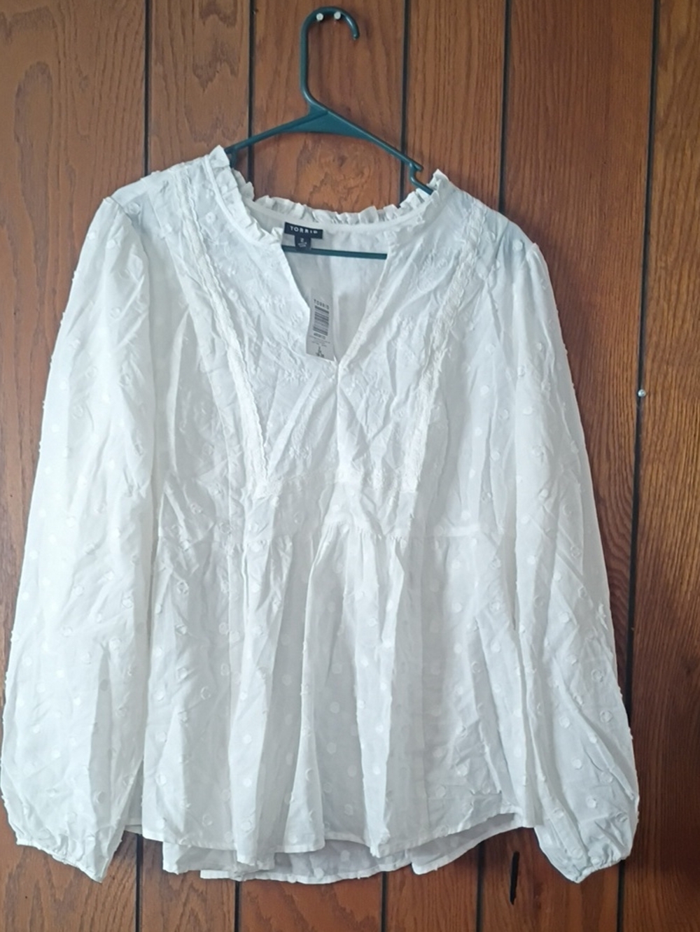 torrid White Swiss Dot Peasant Tunic Blouse